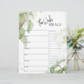 Greenery Minimal Script Text Weekly Meal Planner (Staand voorkant)