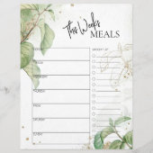 Greenery Minimal Script Text Weekly Meal Planner (Voorkant)