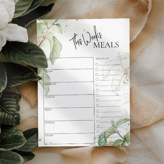 Greenery Minimal Script Text Weekly Meal Planner