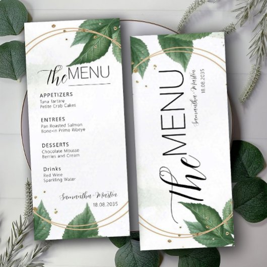 Greenery Minimal Script Wedding Menu