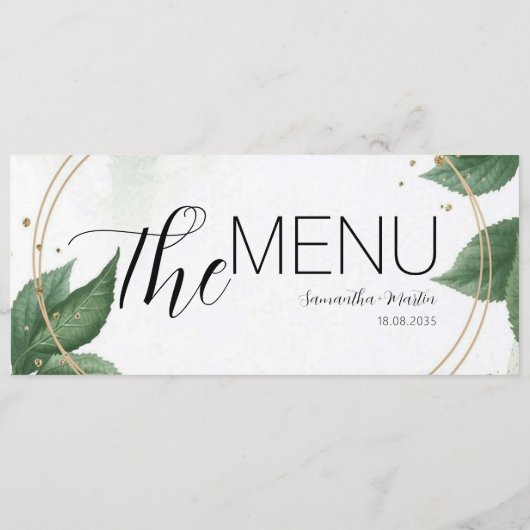 Greenery Minimal Script Wedding Menu (Achterkant)