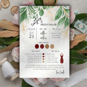 Greenery Minimal Text Script Bridesmaid info Card