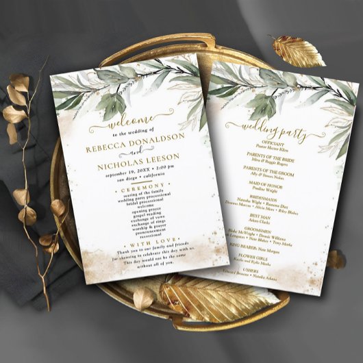 Greenery minimal Wedding Programme