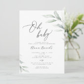 Greenery minimalist Oh Baby baby shower Kaart (Staand voorkant)