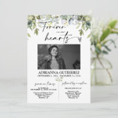 Greenery Minimalist Script Photo Funeral Memorial Kaart (Staand voorkant)