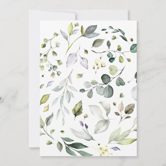 Greenery Minimalist Script Photo Funeral Memorial Kaart (Achterkant)