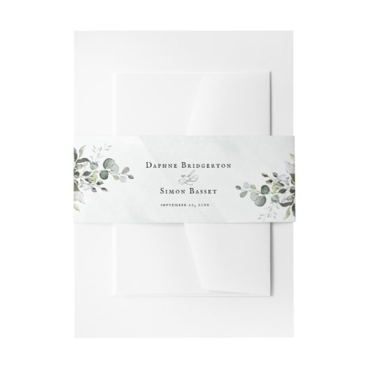 Greenery Minimalist Script Wedding Invitation Invi Uitnodigingen Wikkel (Voorkant Voorbeeld)