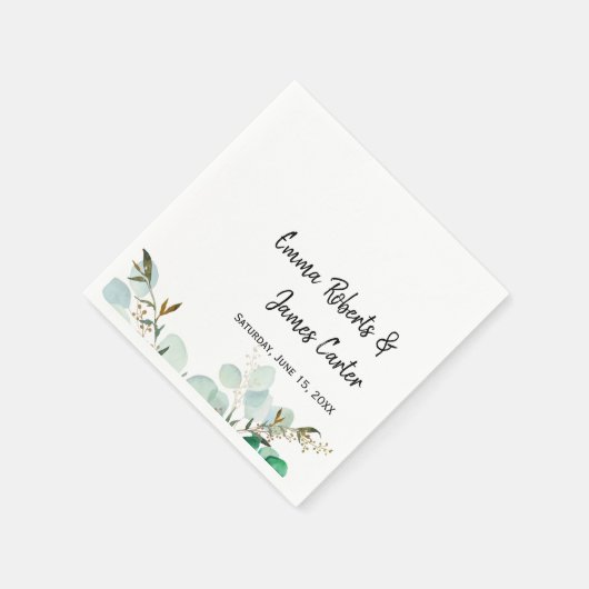 Greenery Minimalist Script Wedding Napkins Servet (Hoek)