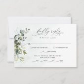 Greenery Minimalist Script Wedding RSVP Reply Kaar (Voorkant)