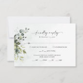 Greenery Minimalist Script Wedding RSVP Reply Kaar (Voorkant)
