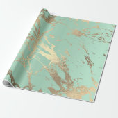 Greenery Mint Pastel Gold Marble Shiny Abstract Cadeaupapier (Uitgerold)