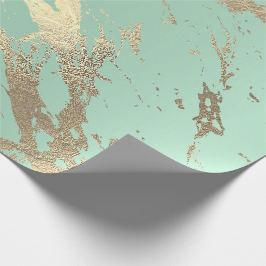 Greenery Mint Pastel Gold Marble Shiny Abstract Cadeaupapier (Hoek)