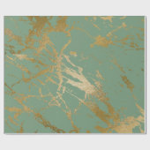 Greenery Mint Sage Gold Marble Shiny Glam Cadeaupapier (Vlak)