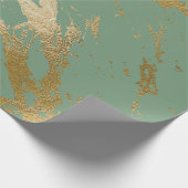 Greenery Mint Sage Gold Marble Shiny Glam Cadeaupapier (Hoek)