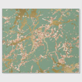 Greenery Mint Sage Roos Gold Marble Stroke Cadeaupapier (Vlak)