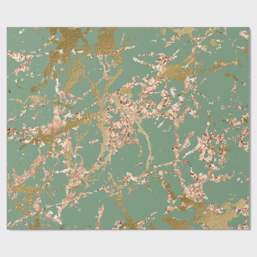 Greenery Mint Sage Roos Gold Marble Stroke Cadeaupapier (Vlak)