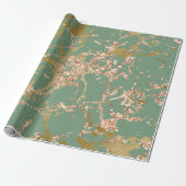 Greenery Mint Sage Roos Gold Marble Stroke Cadeaupapier (Uitgerold)