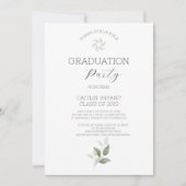 Greenery Modern Afstuderen Invitation Kaart (Voorkant)