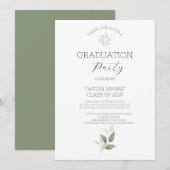 Greenery Modern Afstuderen Invitation Kaart (Voorkant / Achterkant)