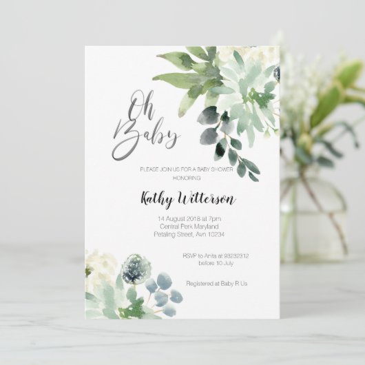 Greenery Modern Baby shower Invitation Boy Kaart (Staand voorkant)