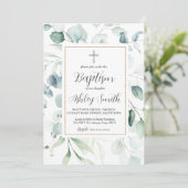 Greenery Modern Baptism Invitation Kaart (Staand voorkant)