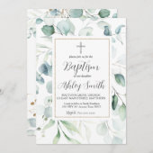 Greenery Modern Baptism Invitation Kaart (Voorkant / Achterkant)