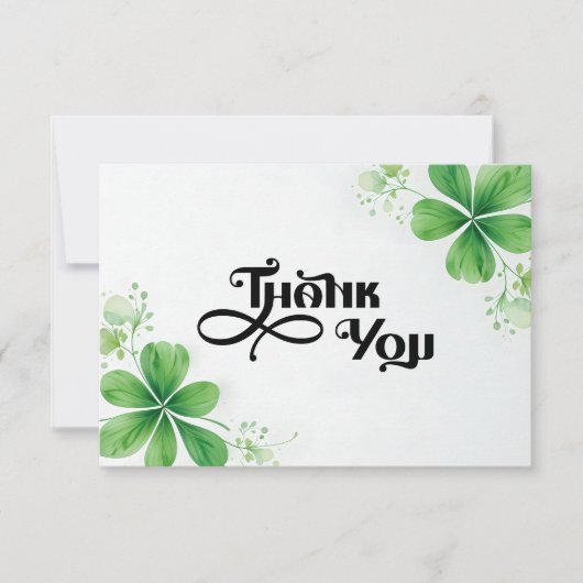 Greenery Modern Black Script Baby shower Bedankkaart (Voorkant)