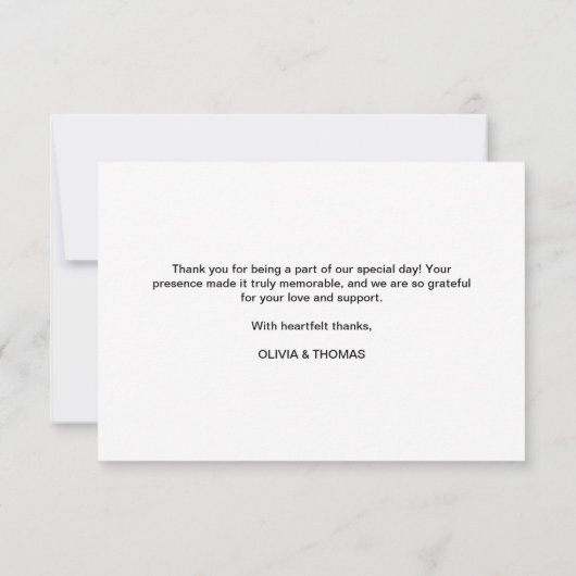 Greenery Modern Black Script Baby shower Bedankkaart (Achterkant)