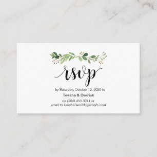 Greenery, Modern Black Script, online RSVP Informatiekaartje