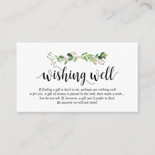Greenery, Modern Black, Wedding Wishing Well Informatiekaartje