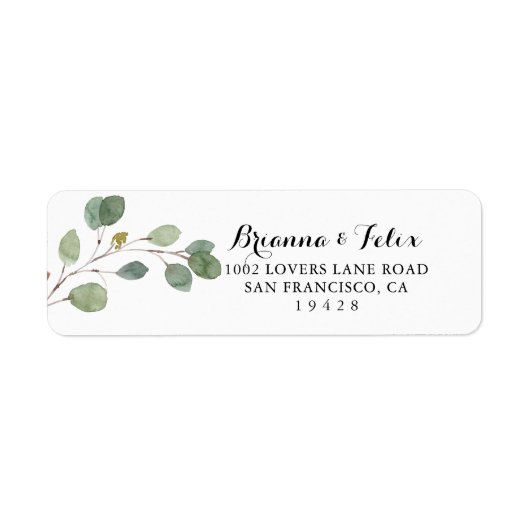 Greenery Modern Calligraphy Return Address Label (Voorkant)