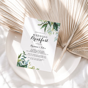 Greenery Modern Calligraphy Wedding Breakfast Kaart