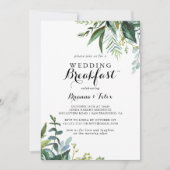 Greenery Modern Calligraphy Wedding Breakfast Kaart (Voorkant)