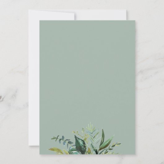 Greenery Modern Calligraphy Wedding Breakfast Kaart (Achterkant)