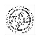 Greenery Modern Family Name Return Address Zelfinktende Stempel (Design)