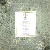 Greenery Modern Gold Law School Afstuderen Acryl Uitnodigingen