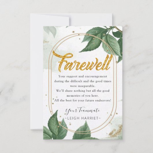 Greenery Modern Goodbye medewerker afscheidskaart Bedankkaart (Voorkant)