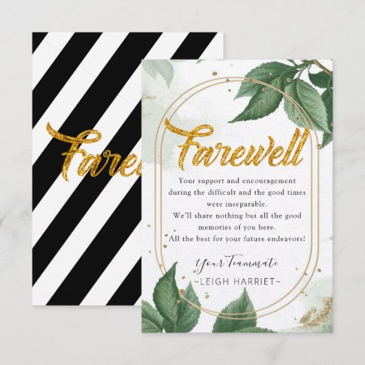 Greenery Modern Goodbye medewerker afscheidskaart Bedankkaart (Voorkant / Achterkant)