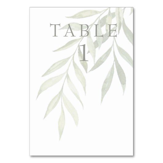 Greenery Modern Light Sage Table Number Kaart (Achterkant)