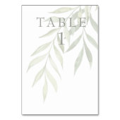 Greenery Modern Light Sage Table Number Kaart (Voorkant)