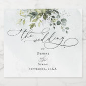 Greenery Modern Minimalist Script Wedding Sparkling Wijnetiket (Enkel label)