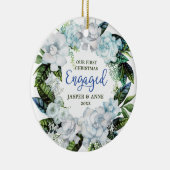 Greenery Modern Personalized Couple Verloving Keramisch Ornament (Rechts)
