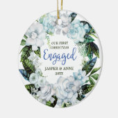 Greenery Modern Personalized Couple Verloving Keramisch Ornament (Links)