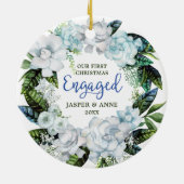 Greenery Modern Personalized Couple Verloving Keramisch Ornament (Achterkant)