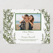 Greenery Modern Photo Save The Date Invitation Kaart (Voorkant / Achterkant)