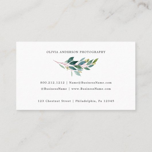 Greenery Modern Photo Visitekaartje (Achterkant)