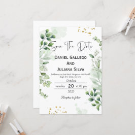 Greenery Modern Save The Date Invitation Kaart