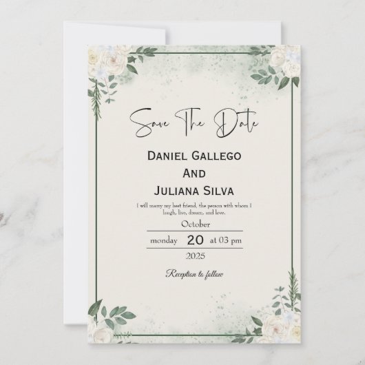 Greenery Modern Save The Date Invitation Kaart (Voorkant)
