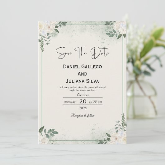 Greenery Modern Save The Date Invitation Kaart (Staand voorkant)