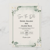 Greenery Modern Save The Date Invitation Kaart (Voorkant / Achterkant)